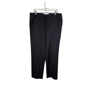 Aya Muse Womens Black Wool Blend Drawstring Straight Leg Trousers Size M